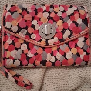 Vera Bradley Wallet/Wristlet In The Pattern Pixie Confetti Turnlock With Strap.